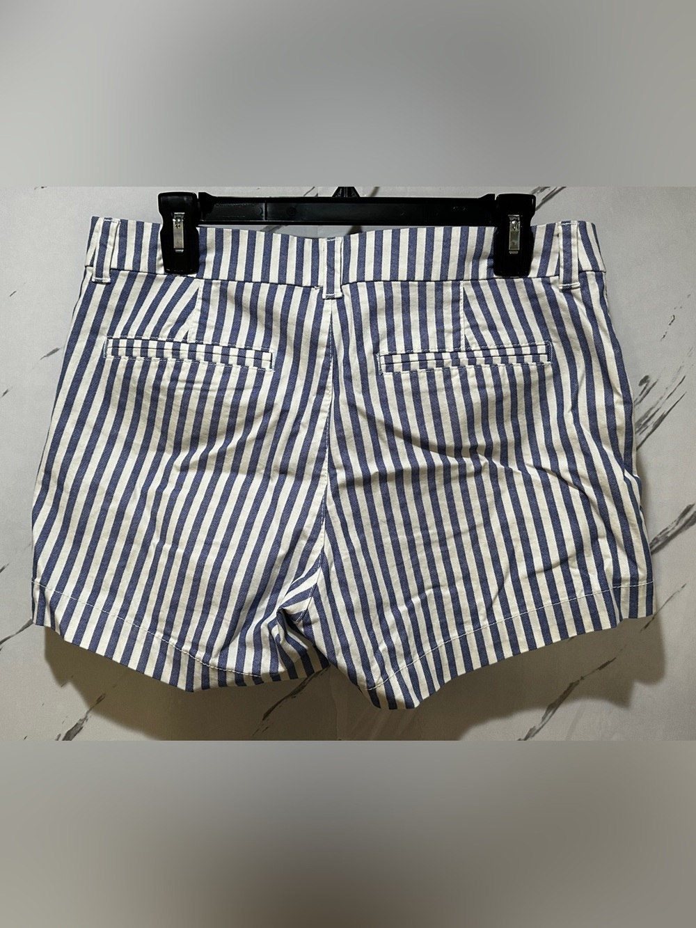 Blue & White Striped Stretch Shorts Size 8 Summer Coastal - Picture 8 of 9